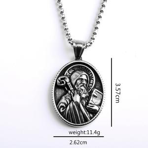 Collar con Colgante de San Cristóbal en Acero Inoxidable, Unisex, Diseño Geométrico, para Uso Diario - Product Image 5