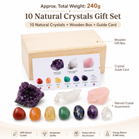 Coffret Cadeau de Cristaux 7 Chakras en Améthyste Naturelle avec Boîte en Bois – Spécimen Minéral pour Enfants