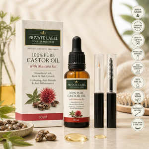 Kit de Aceite de Ricino Orgánico de Marca Privada + Rímel 30ml OEM |   Cuidado del Crecimiento de Pestañas, Cejas y Cabello |   España UE - Product Image 3