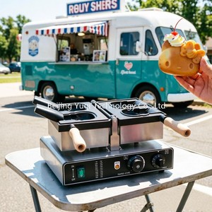 Machine à gaufres double en forme de chat pour gaufres en forme de <span class=keywords><strong>dessin</strong></span> animé, cornets de crème glacée - Équipement de dessert pour café, chariot alimentaire et petites entreprises - Product Image 1