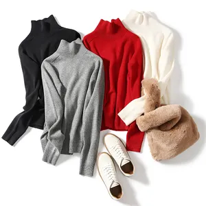 Fabbrica quadrati Fonda 100% Cashmere <span class=keywords><strong>vestiti</strong></span> donne maglieria pesante caldo collo alto maglioni <span class=keywords><strong>invernali</strong></span>. - Product Image 1