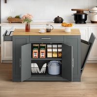 Chariot à chariot d'îlot de cuisine en bois massif MDF personnalisé îlot de cuisine mobile gris