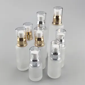 Glazen Lotion Fles Gekleurde Glas Gezicht Olie Serum Fles Verpakking 30Ml 50Ml Glas Pomp Cosmetische