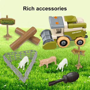 Kit de jeu éducatif en gros pour la construction de véhicules agricoles réalistes : camion, bulldozer, <span class=keywords><strong>tracteur</strong></span>, figurines d'animaux de la ferme à démonter - Product Image 3
