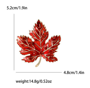 Broches en alliage plaqué or en forme de feuille d'érable avec cristaux, accessoire de mode unisexe, cadeau pour mariage, fiançailles, fête - Product Image 2