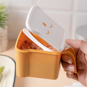 Korean Style Spice Box Set With Spoon Airtight Condiment Container For Kitchen Solid Seasonings M Size Plastic Lid Layer Type - Product Image 3