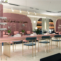 Meubles de salon de beauté, salon de beauté, chaise de pédicure rose unique avec ensemble de table de manucure