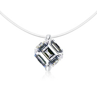 Collier en argent sterling S925 avec pendentif Asscher 1 carat en moissanite, design ligne de pêche, bijoux fins