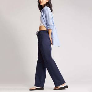 <span class=keywords><strong>Pantaloni</strong></span> lunghi Harem a gamba larga con coulisse quadrata personalizzata primavera autunno <span class=keywords><strong>blu</strong></span> <span class=keywords><strong>Navy</strong></span> <span class=keywords><strong>pantaloni</strong></span> elastici in vita da trekking in bianco - Product Image 4