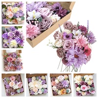 Kunstbloemen van zijde, paarse bloemen met stelen, DIY voor bruidsboeketten, tafeldecoraties, arrangementen, babyshowers en huisdecoratie