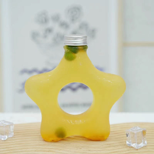 Botellas de Plástico de 500 ml con Forma de Estrella para Bebidas PET, Jugos, Café, Refrescos, con Tapa de Rosca y Serigrafía para Té con Leche - Product Image 1