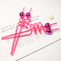 Pailles de style en forme de nouveau design, paille de Noël en plastique décorative, paille réutilisable rose