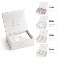 XJY Boîtes d'emballage de vêtements de luxe de qualité supérieure mignonnes en or personnalisées boîte cadeau magnétique blanche mate en carton avec impression de logo