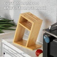 Support à Couteaux en Bambou Durable, Facile à Nettoyer, Style Élégant pour Présentation Culinaire sur Plan de Travail, Support Professionnel pour Outils de Chef