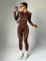Combinaison de yoga athlétique moulante pour femme, taille haute, effet push-up, avec dos ajouré et couleurs contrastées