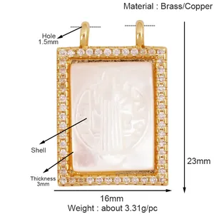 <span class=keywords><strong>Pendentif</strong></span> à breloques de style religieux saint jésus <span class=keywords><strong>vierge</strong></span> marie, véritable collier de bijoux en zircon plaqué or 18 carats accessoires d'approvisionnement S15 - Product Image 2