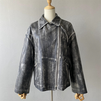 Veste bomber en cuir véritable de mouton Jxwatcher, fermeture éclair, logo personnalisé, style ample, automne-hiver, imperméable, pour moto