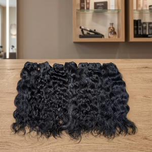 Extensions de cheveux indiens Remy, ondulation naturelle, double trame, cheveux humains en vrac, option couleur noir foncé, Tyagi Exports, 100g - Product Image 1