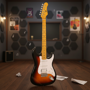 Chitarra Elettrica OEM Cinese di Alta Qualità, H-S-S, Lucida, Professionale, con Top in Pioppo e Manico in Acero - Product Image 6