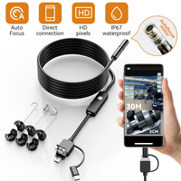 Boroscopio de Tuberías con Enfoque Automático, Impermeable, Video HD, 3 en 1, Mini USB, Endoscopio Industrial Portátil, Cámara de Inspección Automotriz