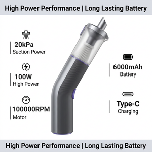 Aspiradora de Coche Mejorada de 100W sin Escobillas X001 20kPa, Limpiador Interior Profesional Portátil <span class=keywords><strong>para</strong></span> Taller Automotriz - Product Image 4