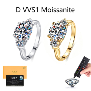 Anello <span class=keywords><strong>di</strong></span> <span class=keywords><strong>Fidanzamento</strong></span> in Moissanite a Tre Pietre Intrecciate 2CT D VVS1, Placcato Oro Bicolore in <span class=keywords><strong>Argento</strong></span> 925, Certificato GRA, Supera il Test del Diamante - Product Image 1