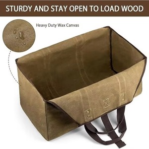 Sac de transport pour bois de chauffage en toile personnalisé BSCI pour le camping en plein air avec un sac de transport robuste pour bûches de cheminée - Product Image 2