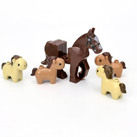 Aksesoris MOC Peternakan Hewan Ternak Anak Kuda Mini 20-Piece Building Block Plastik DIY Mainan Edukasi untuk Anak Laki-laki Usia 5-7 Tahun