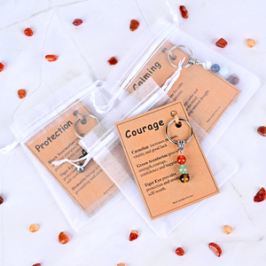 Porte-clés en cristal de guérison en gros, perles de pierres naturelles mélangées avec carte pour cadeaux - Product Image 4