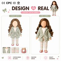 Ensemble pyjama douillet personnalisé à pois en polaire pour poupée, comprenant un peignoir à capuche, un legging imprimé et des pantoufles, pour accessoires de poupée de mode de 18 pouces