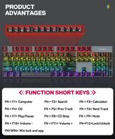 Teclado Mecánico T17, Teclado USB con Cable, Luz RGB Arcoíris para Juegos de Computadora, 104 Teclas, Ergonómico, Multimedia
