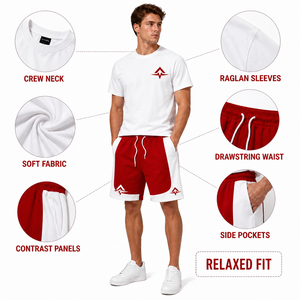 Conjunto Deportivo para Hombre, Camiseta de Manga Corta con Bloques de Color, Pantalones Cortos, Logotipo Heartbeat, Ropa Casual para Correr, Logotipo Personalizado OEM ODM - Product Image 2