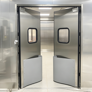 Puerta Batiente de Acero Inoxidable Resistente a Impactos, Doble Acción, Anticolisión, Aislamiento Acústico, Diseño Moderno para Gimnasio - Product Image 2