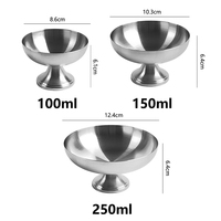 Tazón de Acero Inoxidable SS304 con Logotipo Personalizado para Helados, Bebidas Frías, Postres, Pudín, para Restaurantes y Hoteles