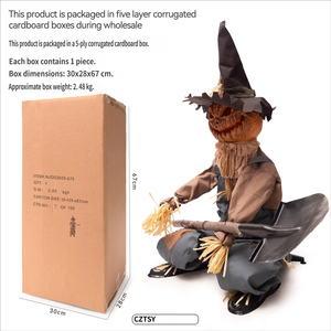 Nouveautés : Effrayant Épouvantail Halloween Agé et Accroupi Tenant une Pelle, avec Capteur Sonore Électrique et Lumineux, Accessoire d'Horreur pour Maison Hantée et Jardin - Product Image 6