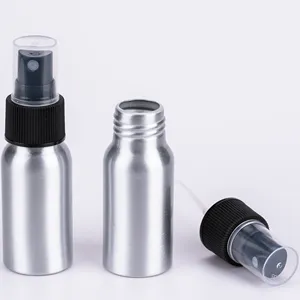 Botol Minyak Esensial Kosmetik, Isi Ulang Parfum Kabut Halus Kosong Hitam Perjalanan Logam Semprot Botol Aluminium 30Ml 1Oz