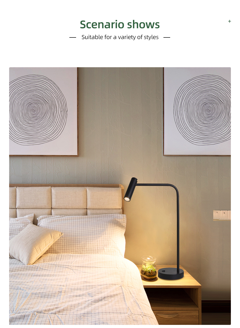 Morden Adjustable Single Tube Metal Satin Nickel Desk Lamp 3000k Led Table Lamp Reading Lamp Table Light