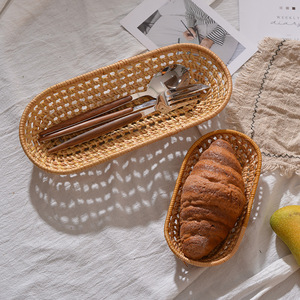 Customized handmade wicker rattan storage basket for kids Woven Fruit and Food Picnic Basket With Handles