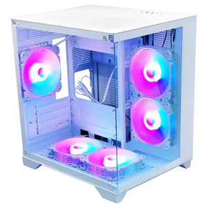 曼木最新电脑机箱Atx钢化玻璃电脑机箱书桌白色电脑机箱游戏