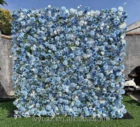 Mur de fleurs artificielles 2,4 m x 2,4 m pour décoration de plafond de mariage, style romantique écologique, utilisation intérieure/extérieure, avec support de toile de fond