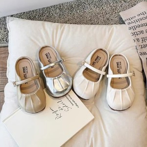 Flat Sandals For Girls Off White Apricot Silver One Size Solid Color Slip On Style - Product Image 2
