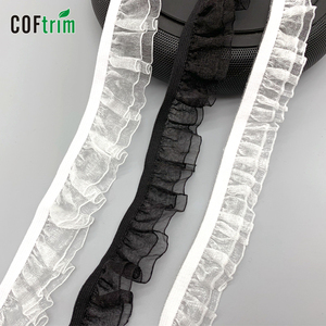 Quảng Châu Nhà Máy Bán Buôn Hai Lớp Đàn Hồi May Ren Trim Xếp Li Đàn Hồi Ren Ban Nhạc Bodysuit Ren Trắng - Product Image 1