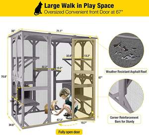 Огромный уличный деревянный домик для кошек с платформой, корпус для кошек, кондоминиумов, манеж для домашних животных - Product Image 5