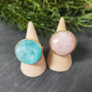 Mới Nhất Thiết Kế Đá Quý Tự Nhiên Đồ Trang Sức 18K Vàng Mạ Có Thể Điều Chỉnh Duy Nhất Đá Vòng Lớn Rose Quartz Pha Lê Phụ Nữ Nhẫn - Product Image 6