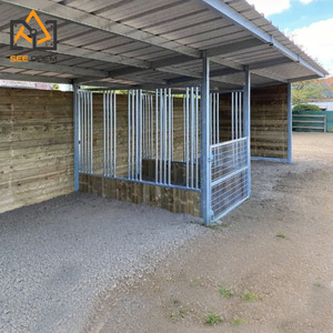 Écuries préfabriquées temporaires en acier pour <span class=keywords><strong>chevaux</strong></span>, stalles portables d'<span class=keywords><strong>extérieur</strong></span> avec toit et mangeoire à <span class=keywords><strong>foin</strong></span> pour ferme, pour porcs, poulets, chiens et lapins 3x3m - Product Image 6