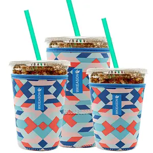Buzlu kahve kupa kılıfı izolatör soğuk içecekler sıcak içecekler neopren kutu içecek soğutucusu kapak Koozies bira bardağı kupa kılıfı özel Logo