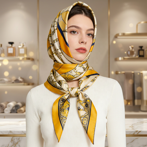 Sciarpa Personalizzata in Poliestere Premium OEM ODM 90x90 70x70, <span class=keywords><strong>Bandana</strong></span> da Donna con Stampa Serigrafica, Foulard Stampato - Product Image 4