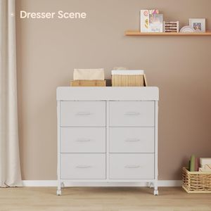 Meuble pour bébé, table à <span class=keywords><strong>langer</strong></span> blanche, plateau imperméable, station à couches, unité de rangement mobile, <span class=keywords><strong>commode</strong></span> avec roulettes, <span class=keywords><strong>commode</strong></span> à tiroirs en tissu - Product Image 1
