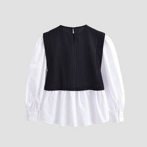 PB&amp;ZA Women 2025 Autumn New Fashion Two <strong>Fake</strong> Pieces with Splicing Blouses Vintage Long Sleeve Female Shirts Blusas Chic Tops - Product Image 2