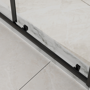 <span class=keywords><strong>Porte</strong></span> de <span class=keywords><strong>douche</strong></span> coulissante carrée noire moderne brossée avec cadre, élégante et durable, en verre trempé et alliage d'aluminium pour améliorer votre salle de bain - Product Image 4